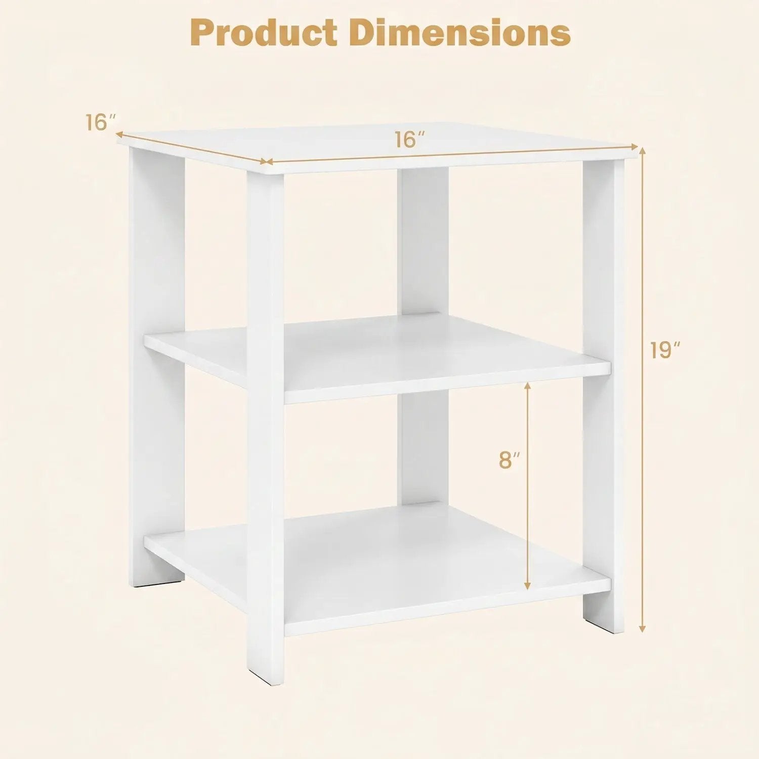 3-Tier Square Side Table with Open Storage Shelves Set of 2 by DirectDeals