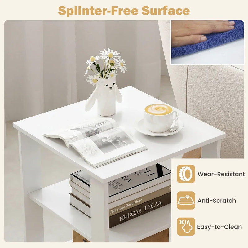 3-Tier Square Side Table with Open Storage Shelves Set of 2 by DirectDeals