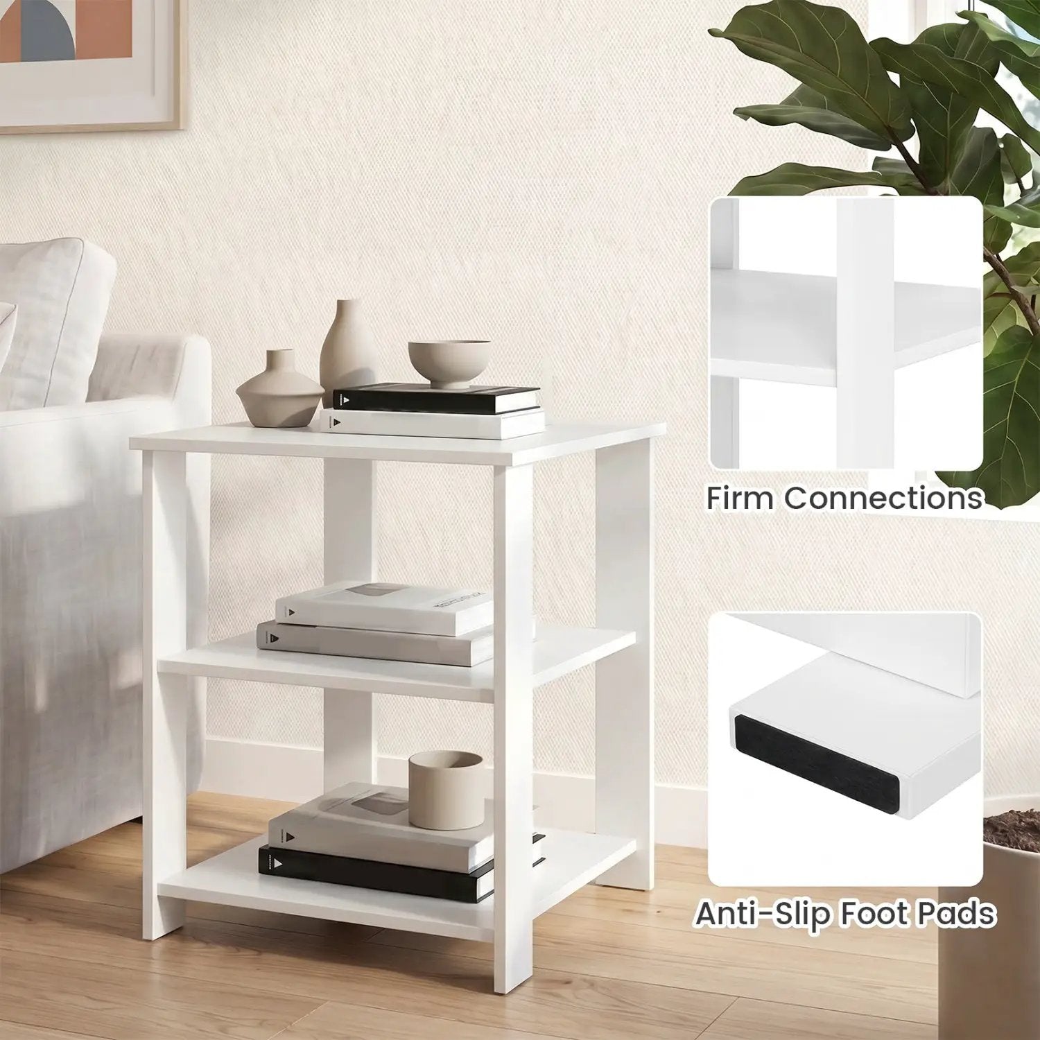 3-Tier Square Side Table with Open Storage Shelves Set of 2 by DirectDeals