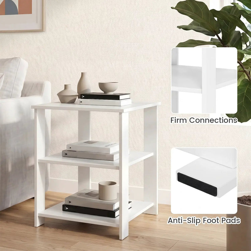 3-Tier Square Side Table with Open Storage Shelves Set of 2 by DirectDeals