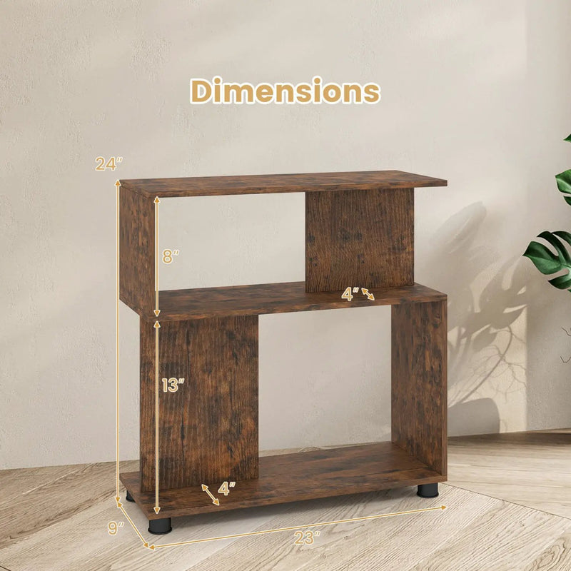 3-Tier S-Shaped Bookshelf with Adjustable Feet by DirectDeals