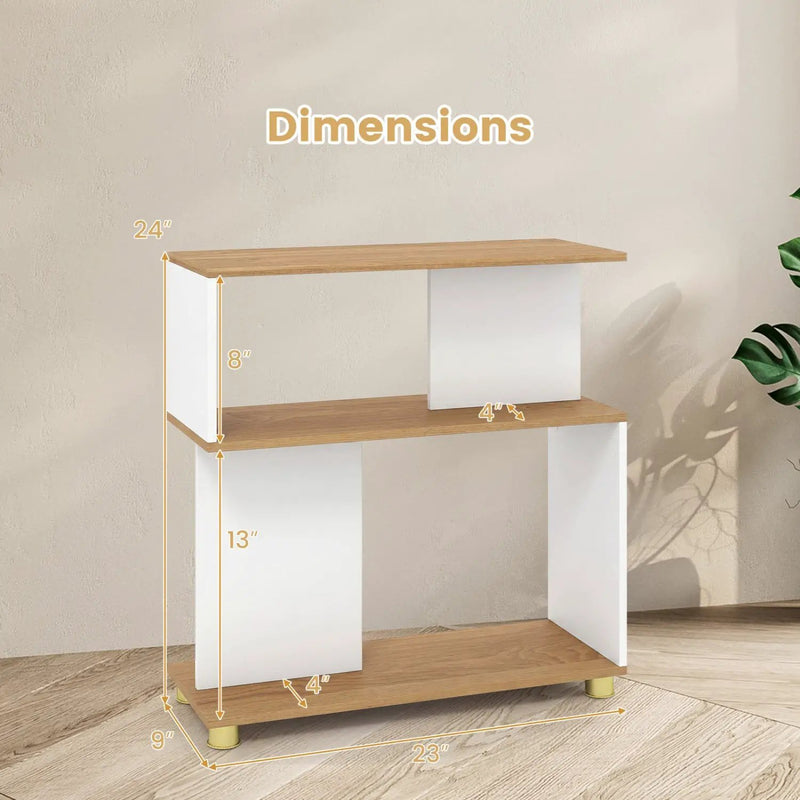 3-Tier S-Shaped Bookshelf with Adjustable Feet by DirectDeals