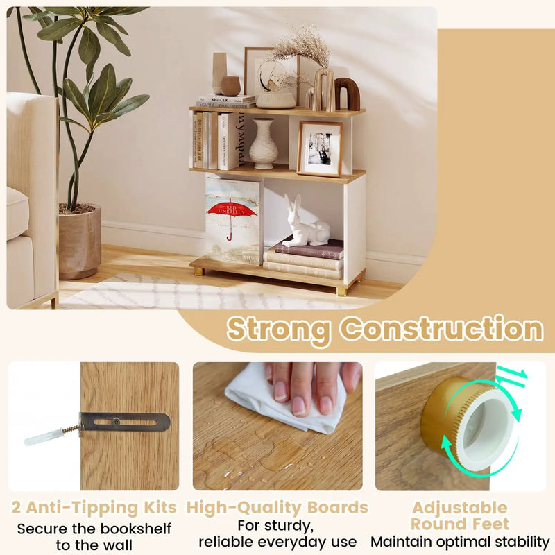 3-Tier S-Shaped Bookshelf with Adjustable Feet by DirectDeals