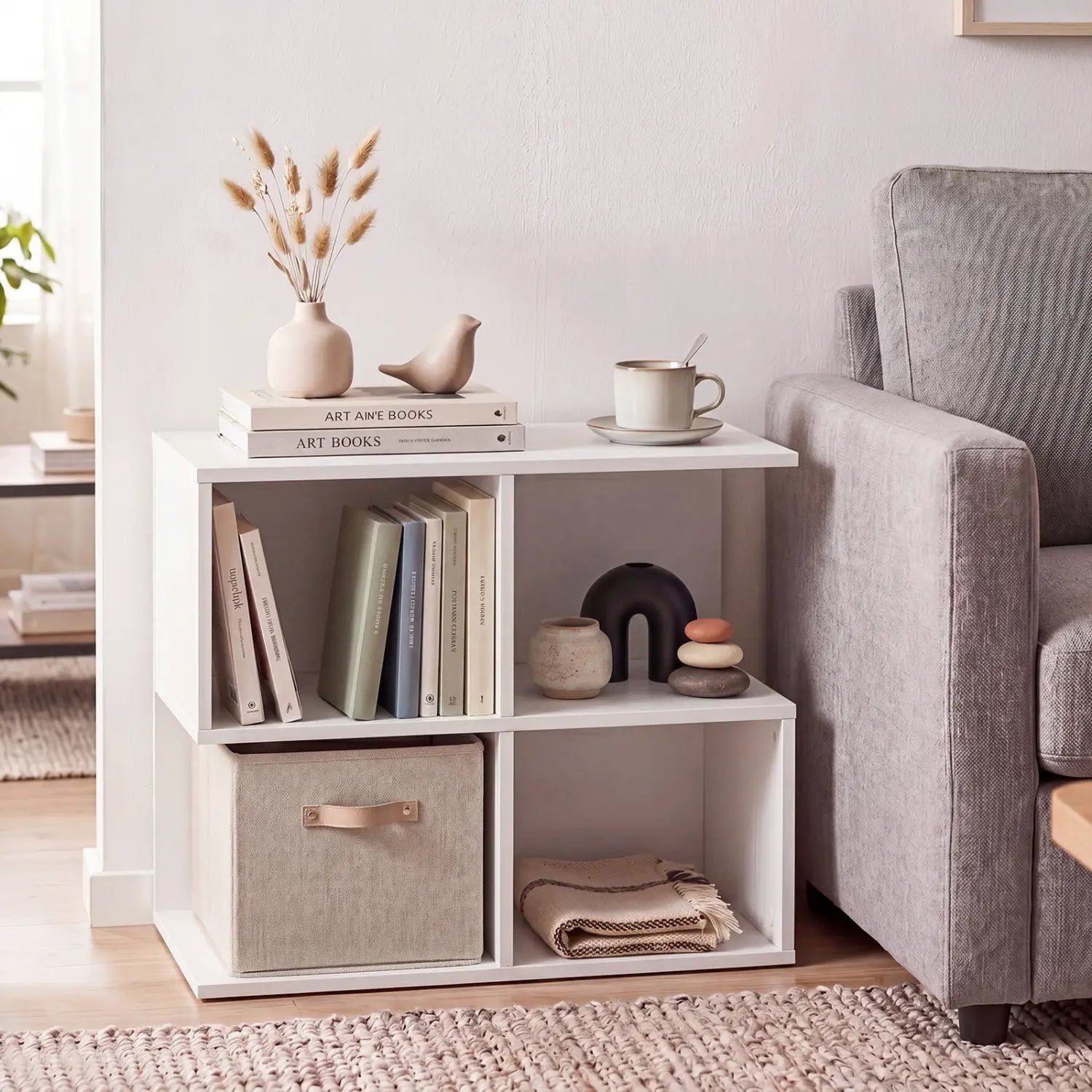 3-Tier S-Shaped End Table with 4 Storage Cubes by DirectDeals