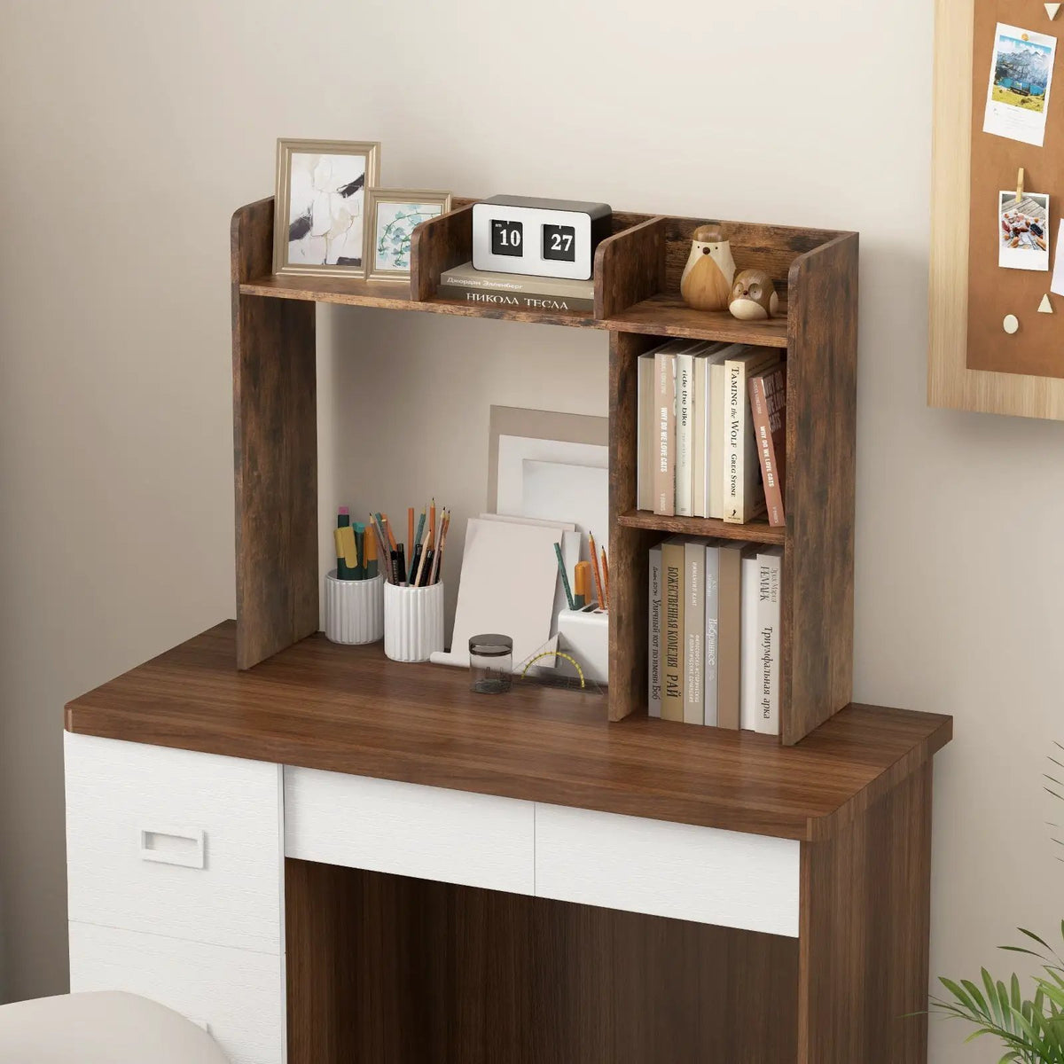 3-Tier Multipurpose Desk Bookshelf with 4 Shelves