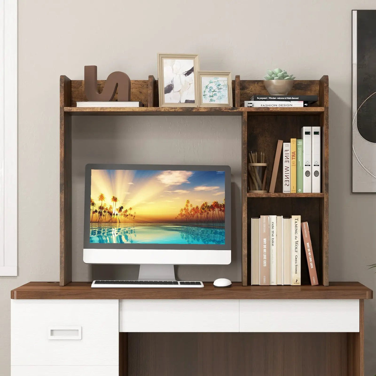 3-Tier Multipurpose Desk Bookshelf with 4 Shelves, photo 2 of 13