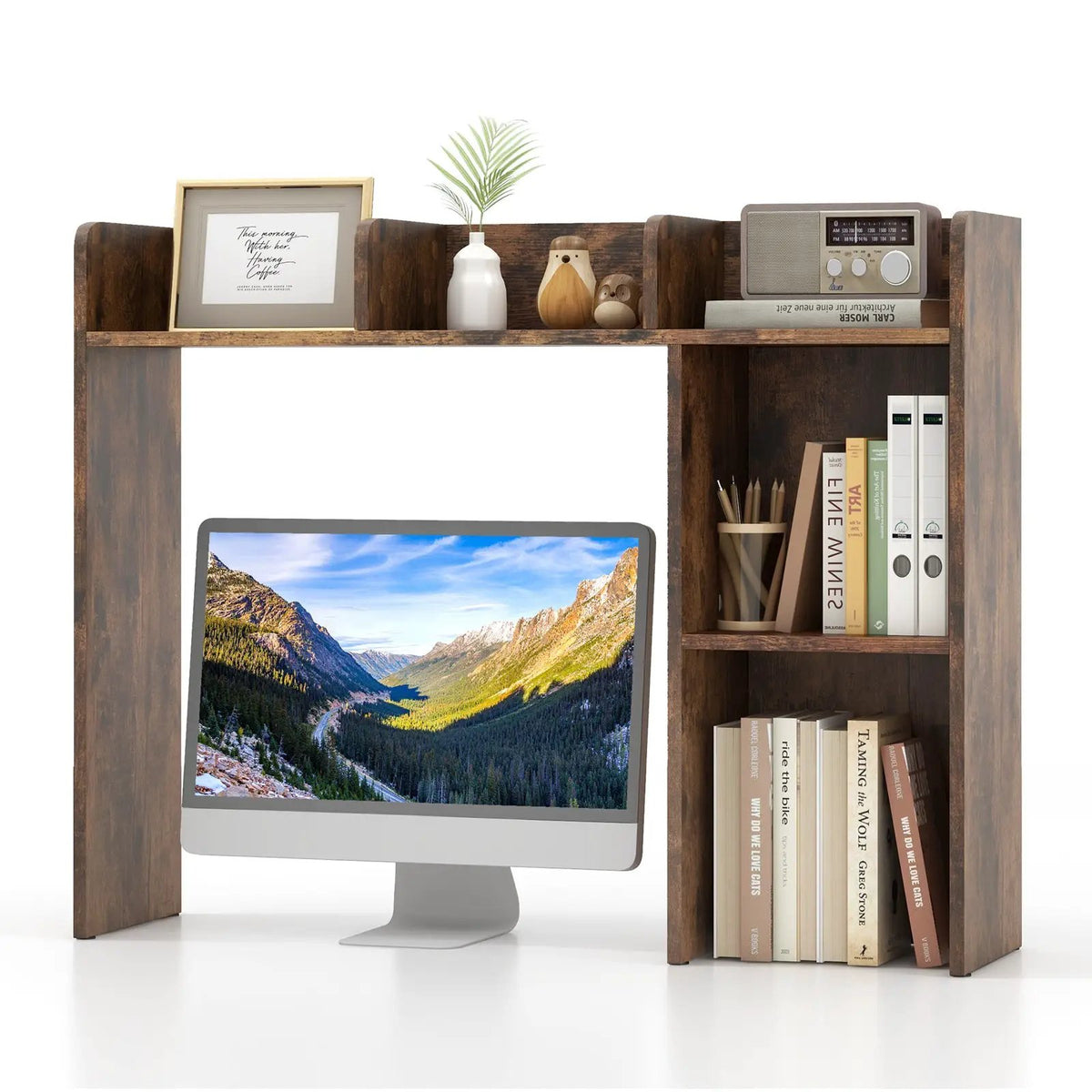 3-Tier Multipurpose Desk Bookshelf with 4 Shelves, photo 4 of 13