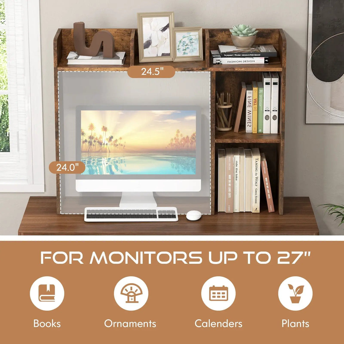 3-Tier Multipurpose Desk Bookshelf with 4 Shelves, photo 8 of 13