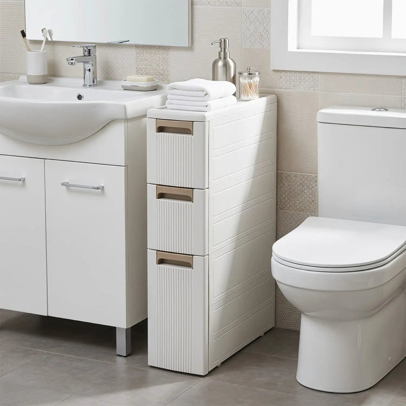 Narrow Storage Cabinet with Drawers and Removable Dividers by DirectDeals
