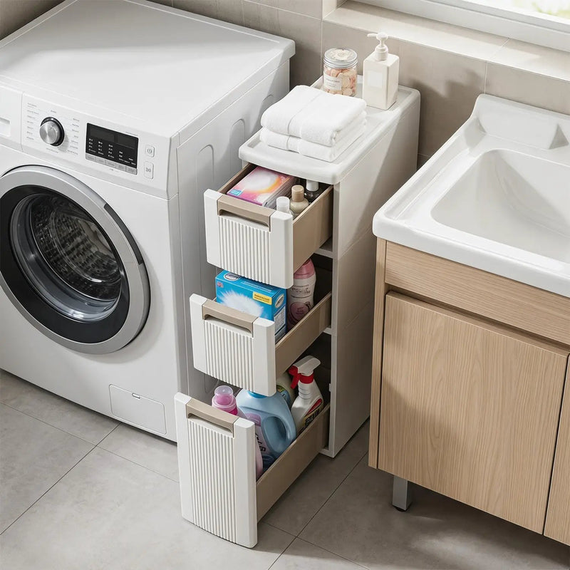 Narrow Storage Cabinet with Drawers and Removable Dividers by DirectDeals