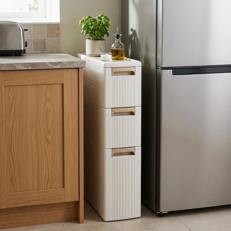 Narrow Storage Cabinet with Drawers and Removable Dividers by DirectDeals