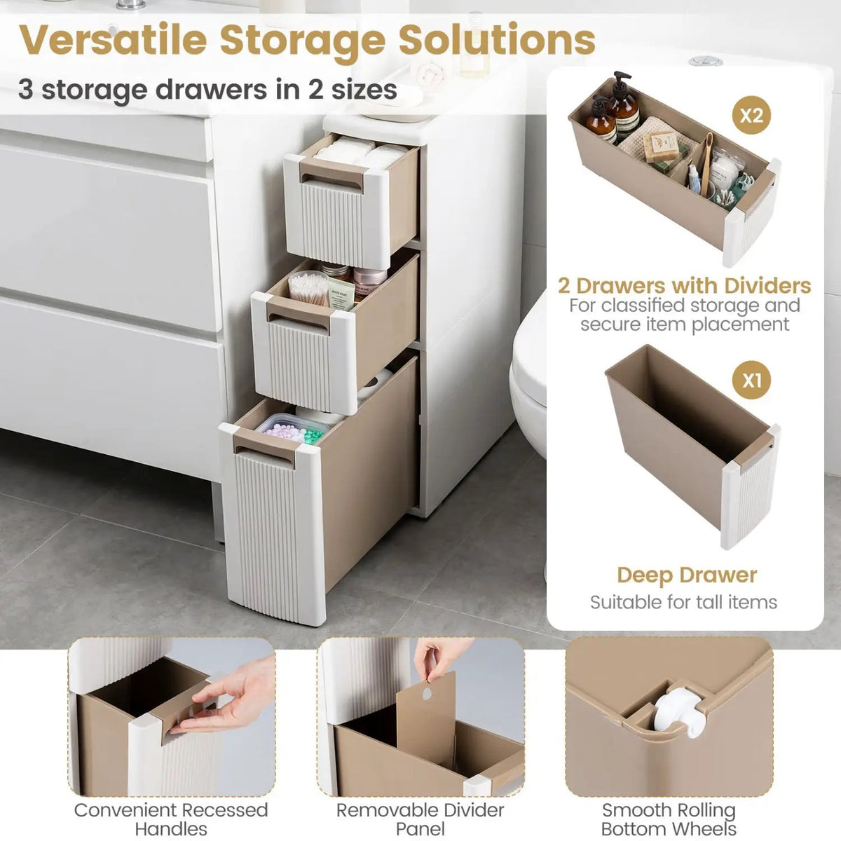 Narrow Storage Cabinet with Drawers and Removable Dividers, photo 15 of 16