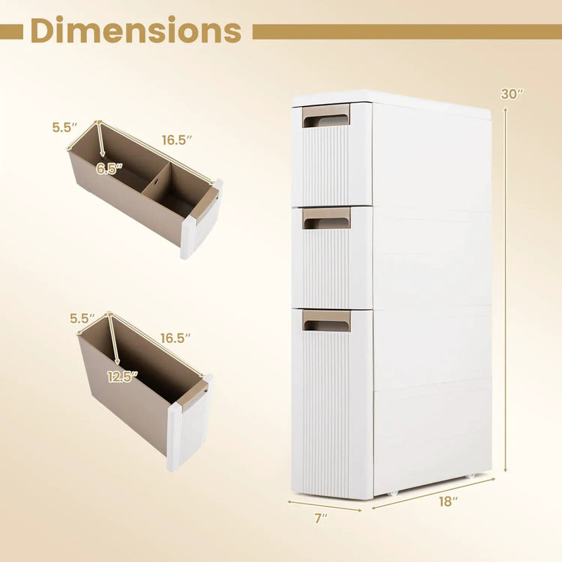 Narrow Storage Cabinet with Drawers and Removable Dividers by DirectDeals