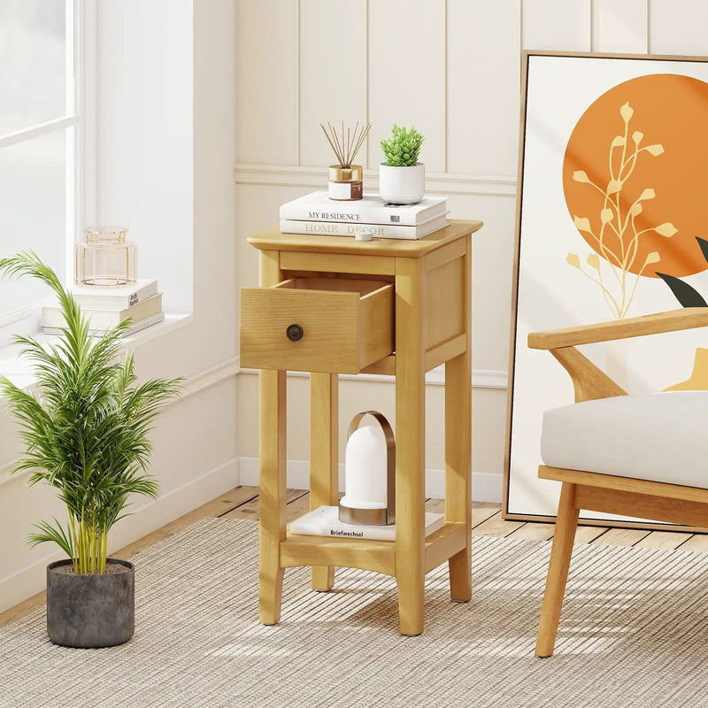 3-Tier Nightstand with Drawer and Open Storage Shelf by DirectDeals