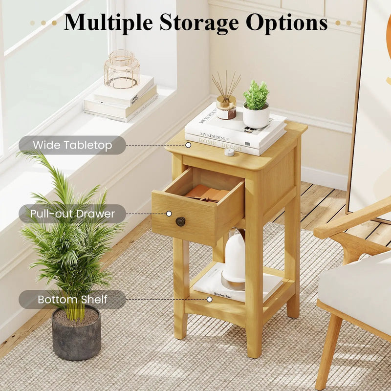 3-Tier Nightstand with Drawer and Open Storage Shelf by DirectDeals