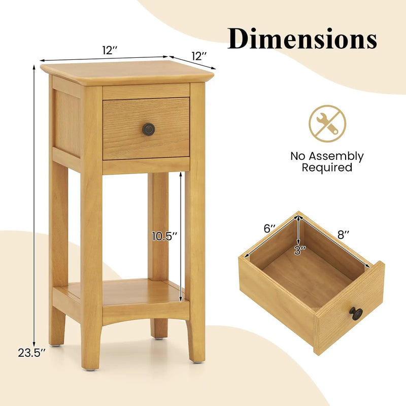 3-Tier Nightstand with Drawer and Open Storage Shelf by DirectDeals