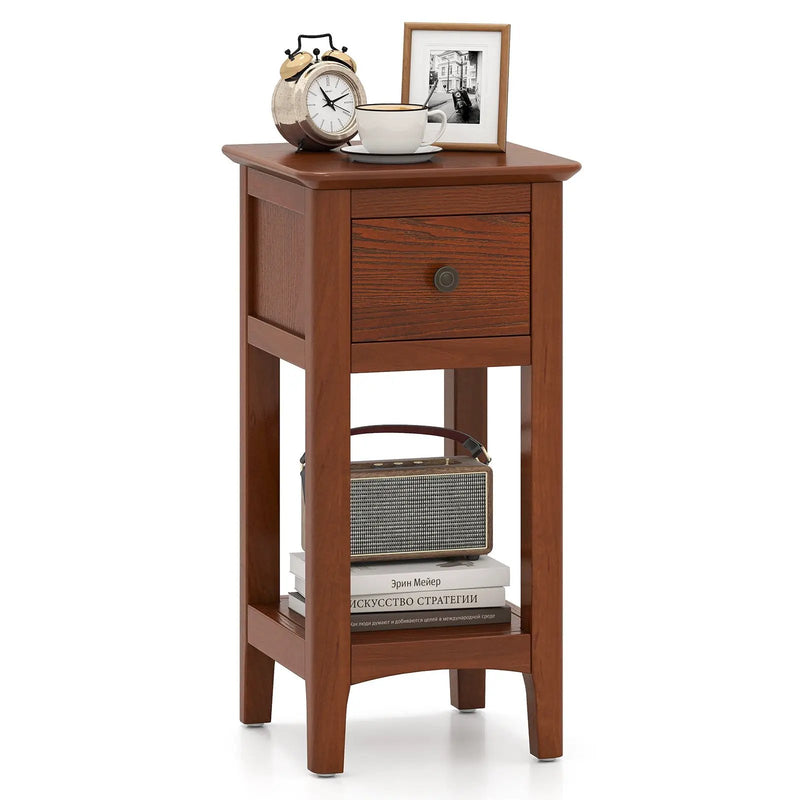 3-Tier Nightstand with Drawer and Open Storage Shelf by DirectDeals