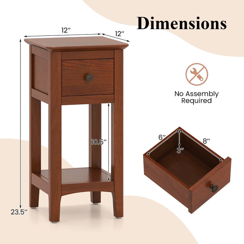 3-Tier Nightstand with Drawer and Open Storage Shelf by DirectDeals