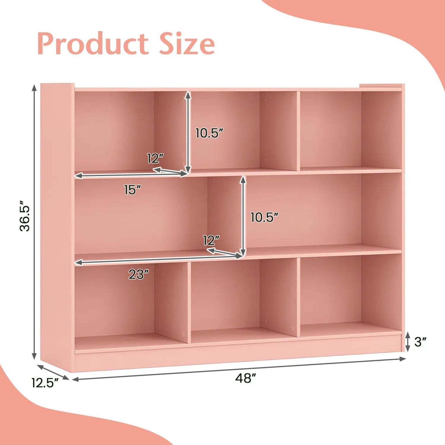 3-Tier Open Bookcase with 8 Cube Storage Shelves by DirectDeals