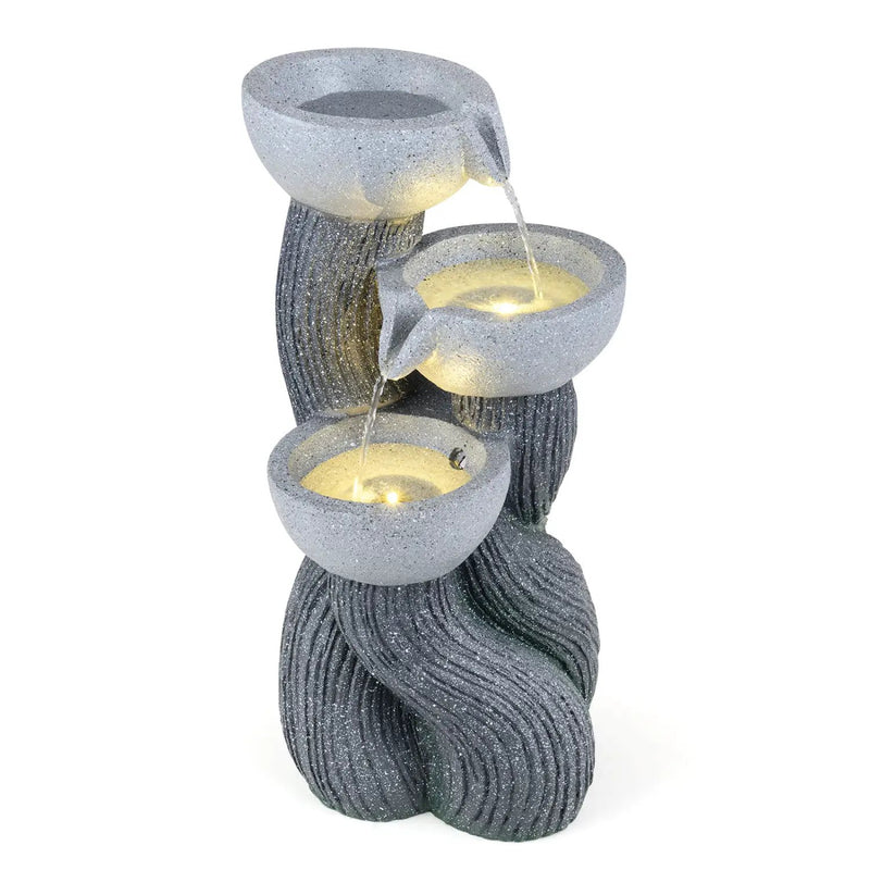 3-Tier Outdoor Water Fountain with LED Lights, 18.5 Inch by DirectDeals
