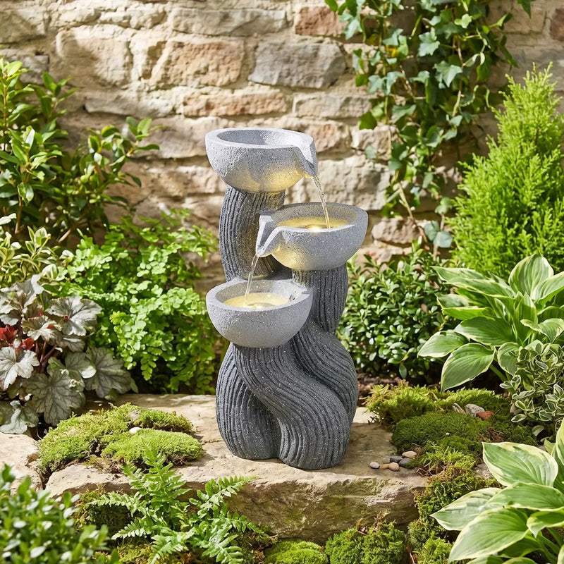 3-Tier Outdoor Water Fountain with LED Lights, 18.5 Inch by DirectDeals