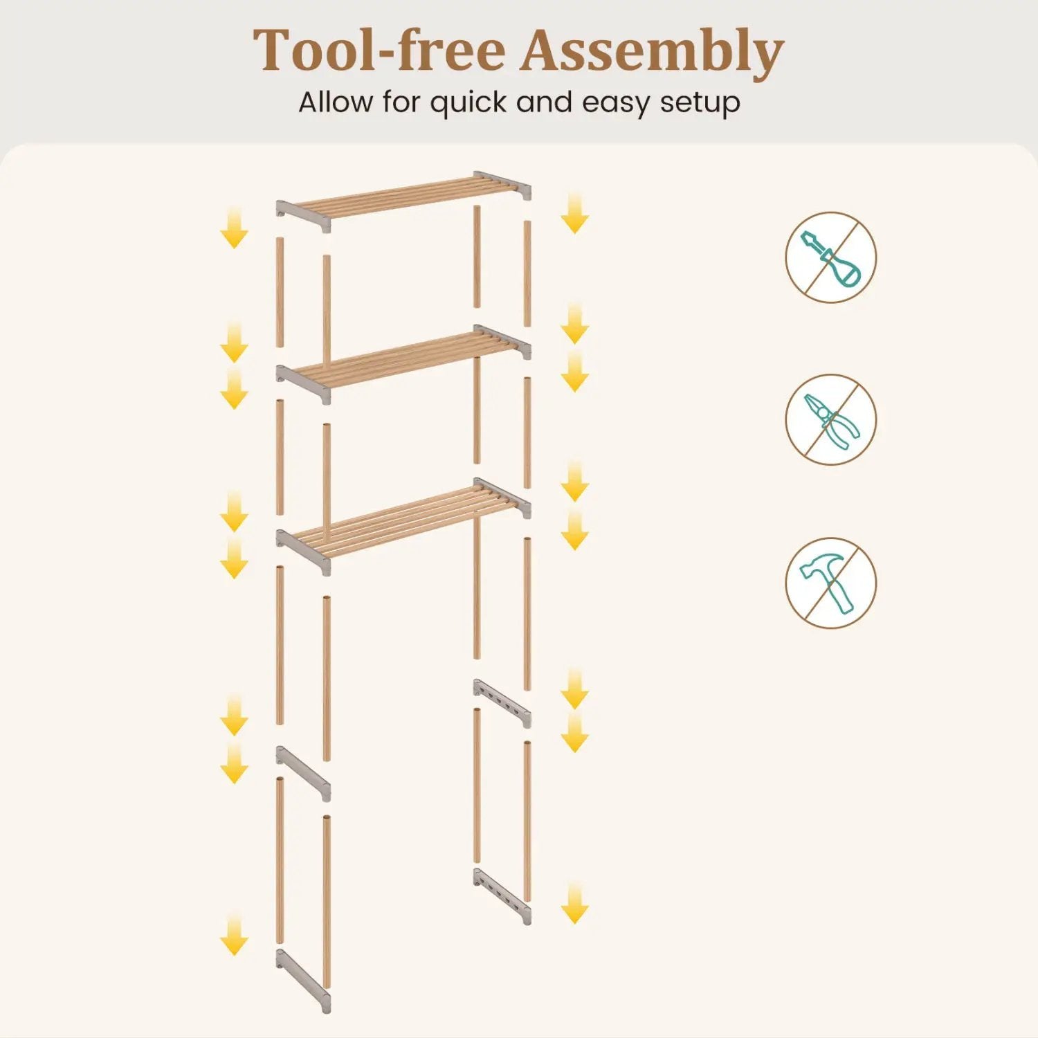 3-Tier Over The Toilet Storage Rack with Open Shelves-Gray by DirectDeals