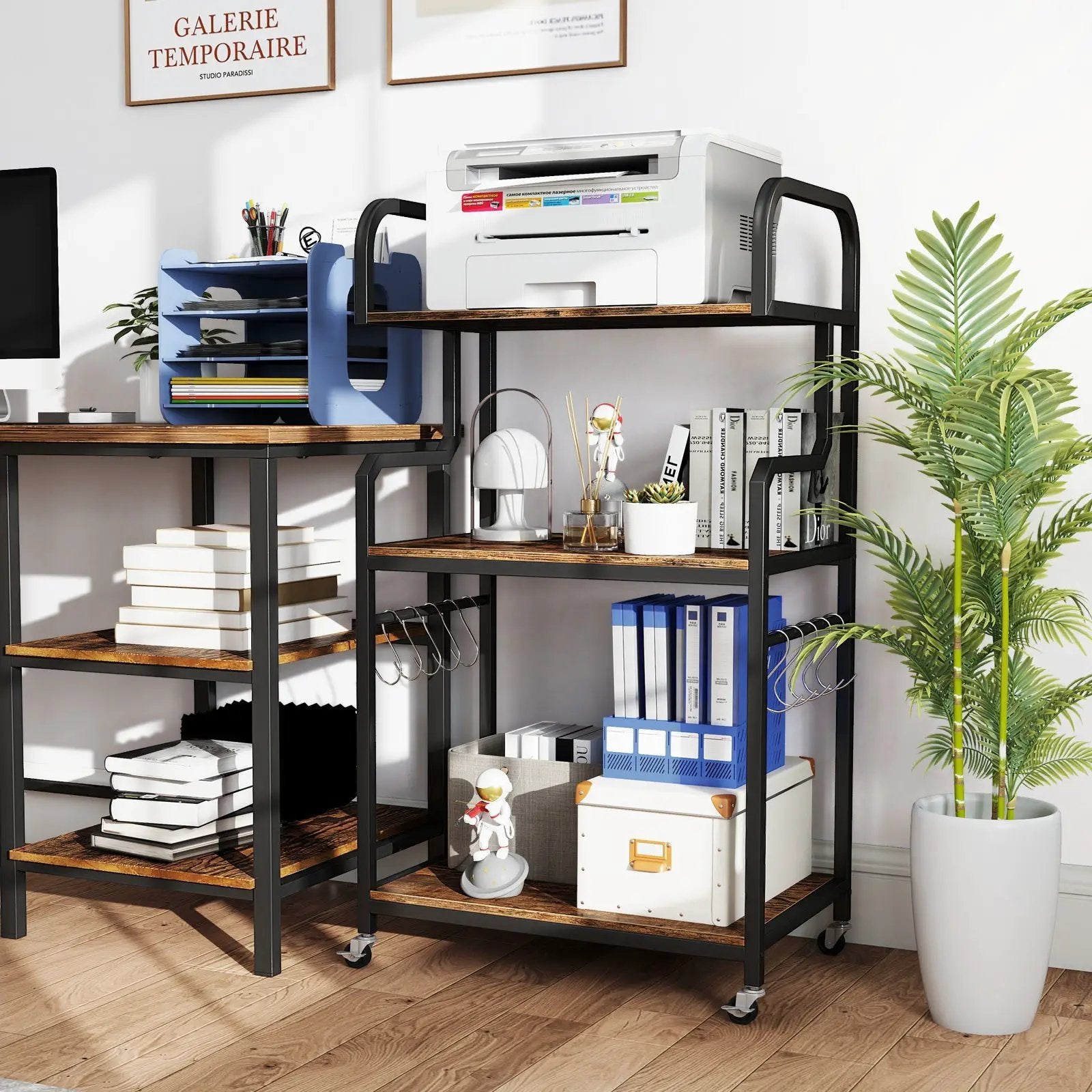 3-Tier Rolling Printer Stand Home Office Large Printer Cart with Storage Shelves by DirectDeals