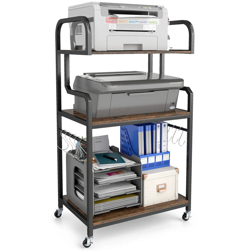 3-Tier Rolling Printer Stand Home Office Large Printer Cart with Storage Shelves by DirectDeals