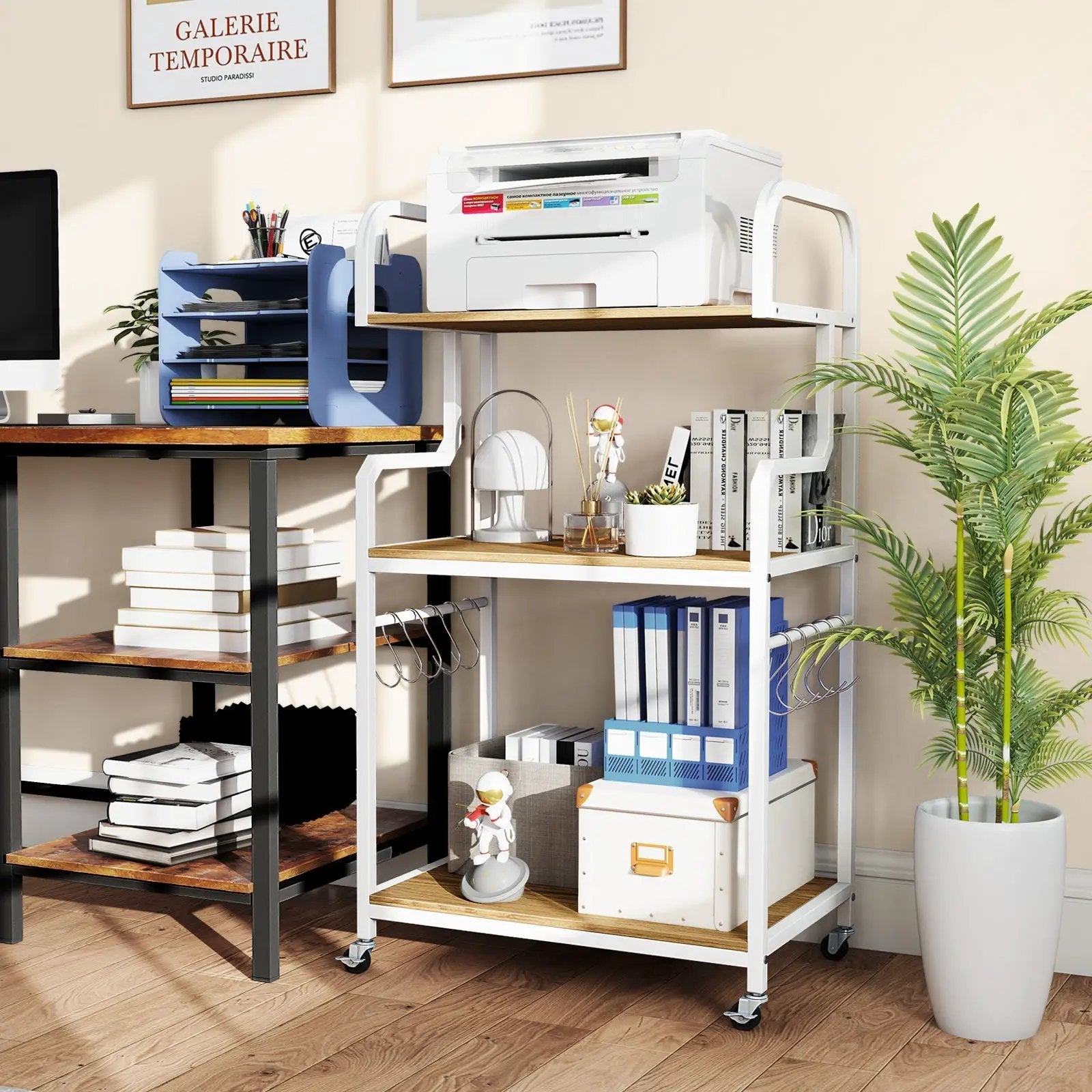3-Tier Rolling Printer Stand Home Office Large Printer Cart with Storage Shelves by DirectDeals