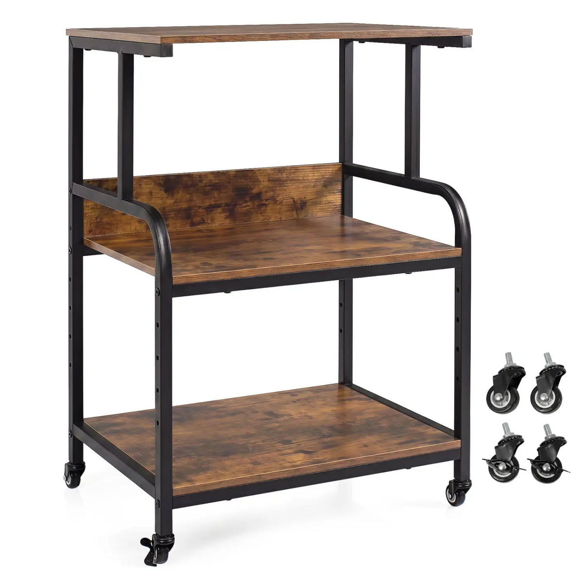 3-Tier Rolling Printer Stand with Adjustable Shelf, photo 3 of 24