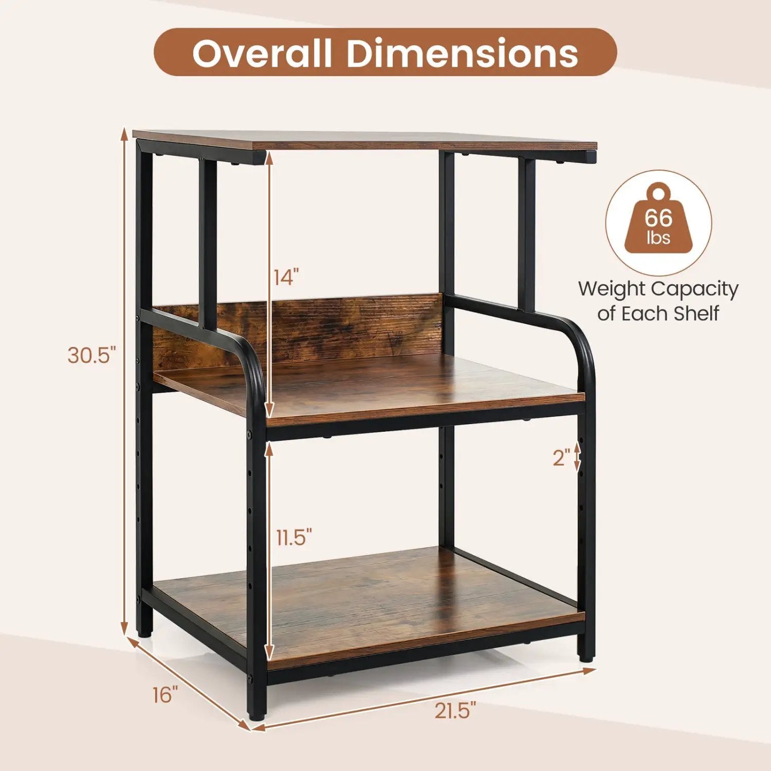 3-Tier Rolling Printer Stand with Adjustable Shelf by DirectDeals