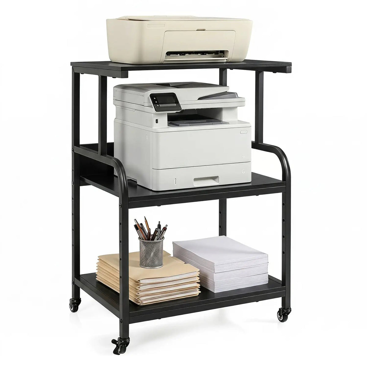 3-Tier Rolling Printer Stand with Adjustable Shelf, photo 12 of 24