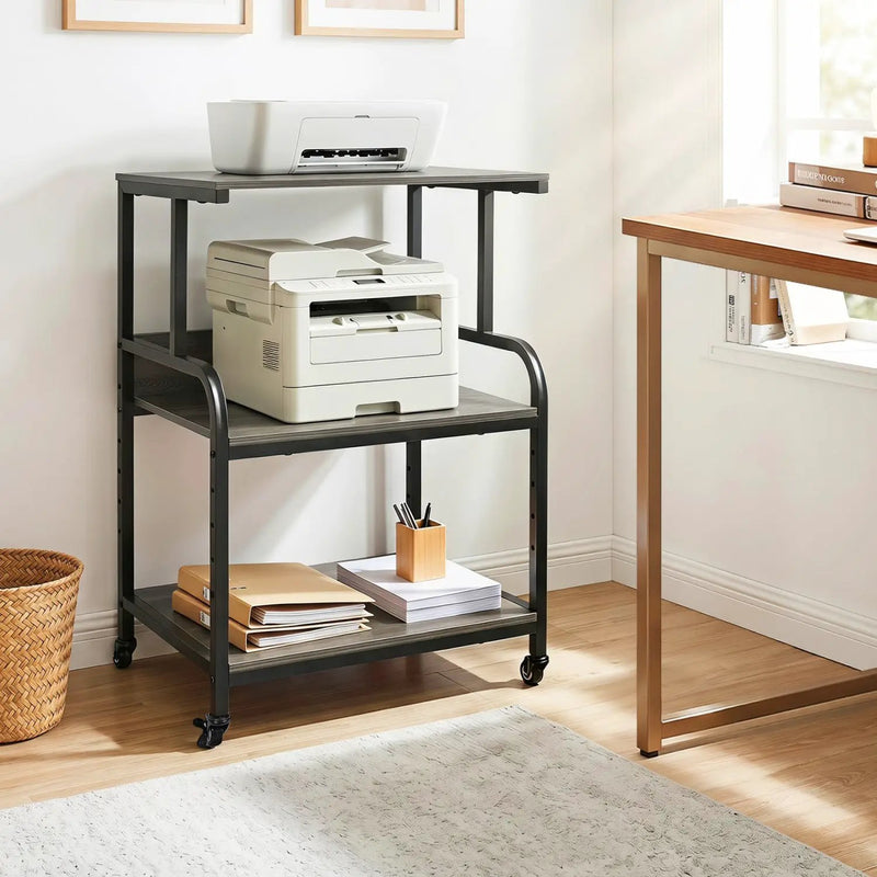 3-Tier Rolling Printer Stand with Adjustable Shelf by DirectDeals