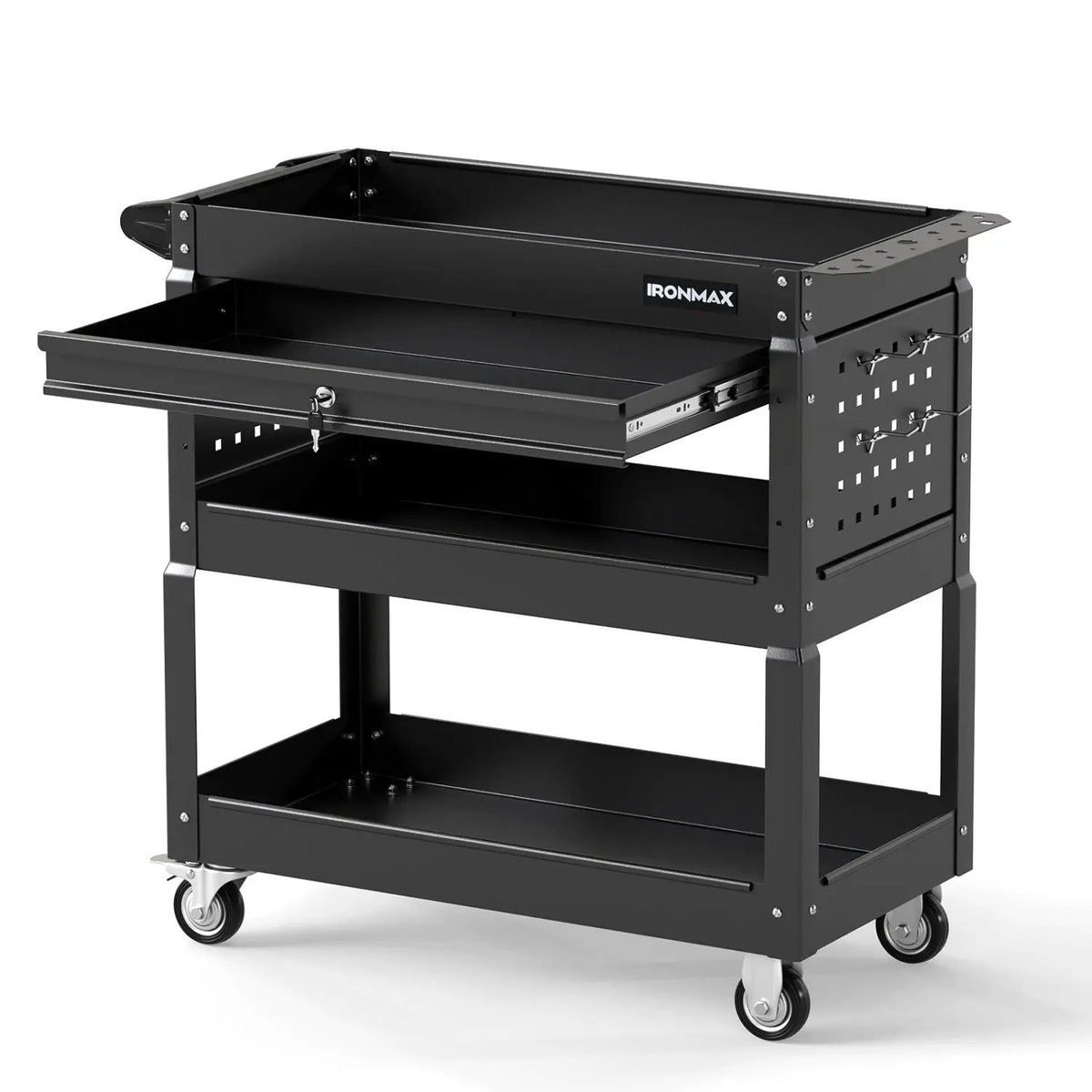 3-Tier Rolling Tool Cart with Lockable Drawer, photo 3 of 24