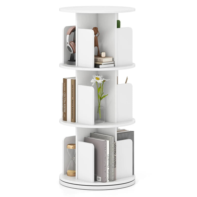 3-Tier Rotating Bookshelf with Dividers and Anti-falling Baffles by DirectDeals