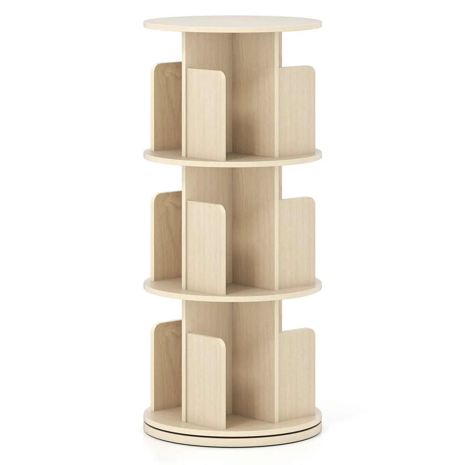 3-Tier Rotating Bookshelf with Dividers and Anti-falling Baffles by DirectDeals