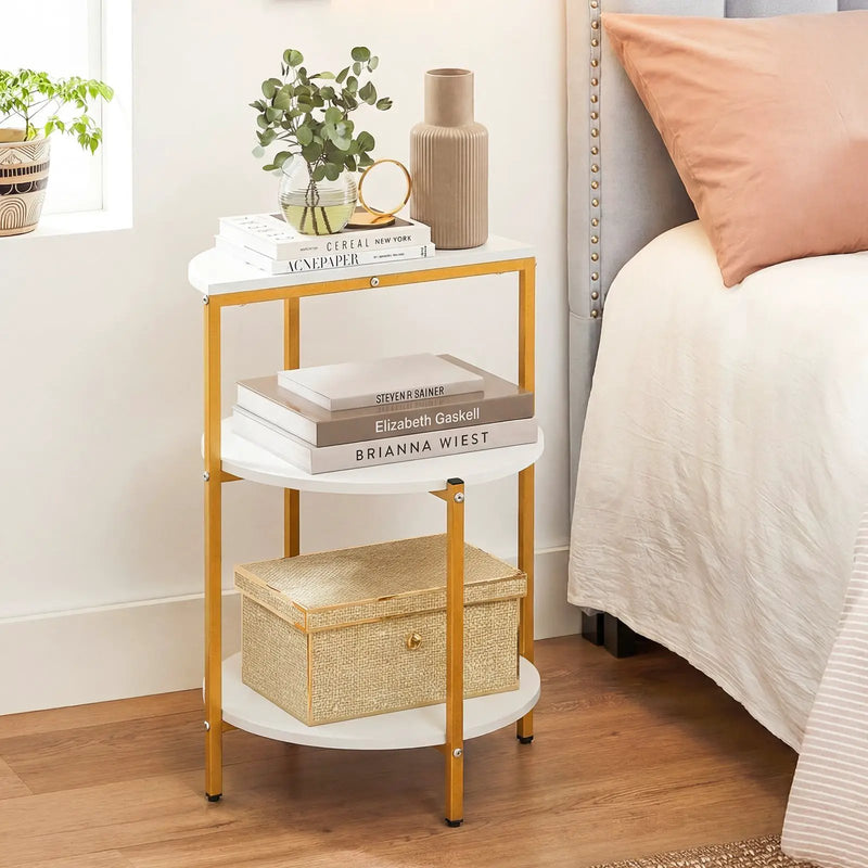 3-Tier Round End Table for Small Space and Bedroom Room by DirectDeals