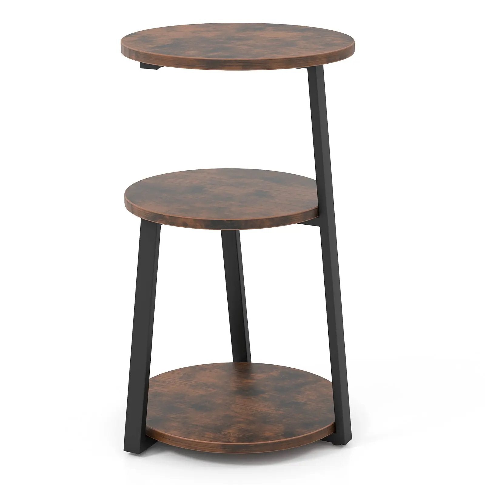 3-Tier Accent Round Side Table with Metal Frame by DirectDeals