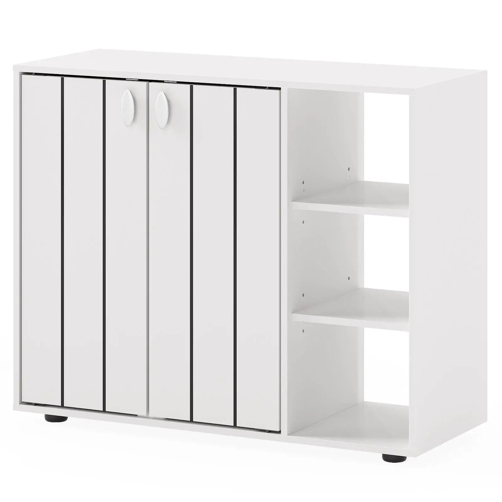 3-Tier Shoe Cabinet with Doors with Adjustable Open Shelves for Entryway by DirectDeals