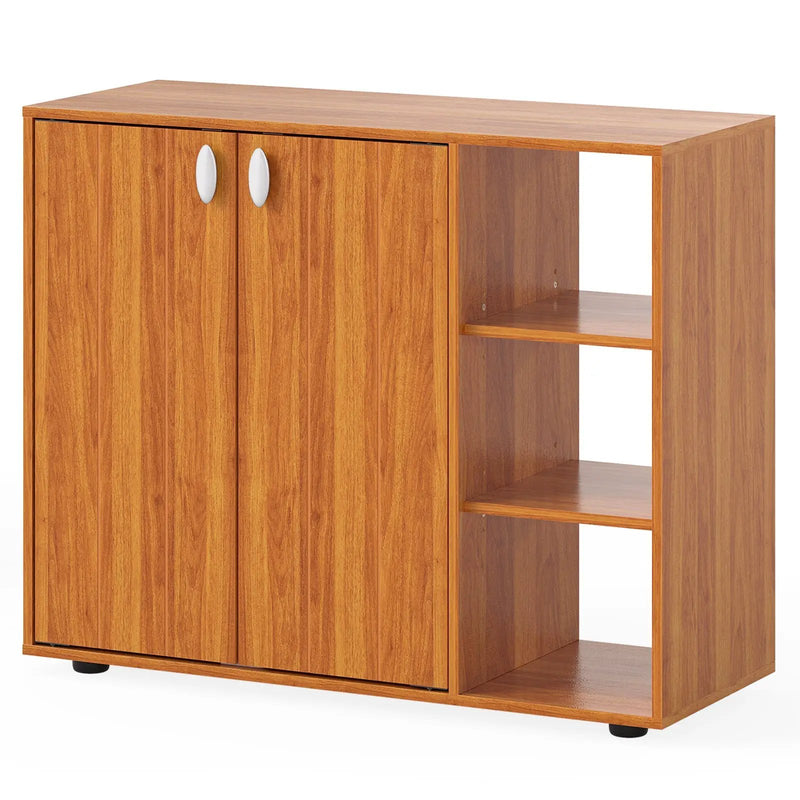 3-Tier Shoe Cabinet with Doors with Adjustable Open Shelves for Entryway by DirectDeals