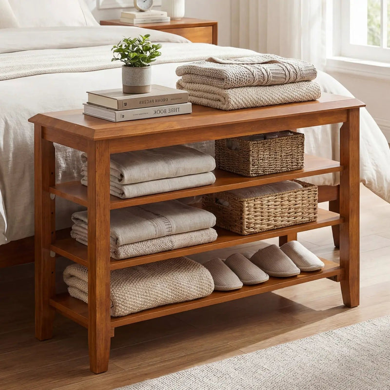 3-Tier Shoe Rack Bench with Adjustable Shelves for Entryway and Living Room by DirectDeals