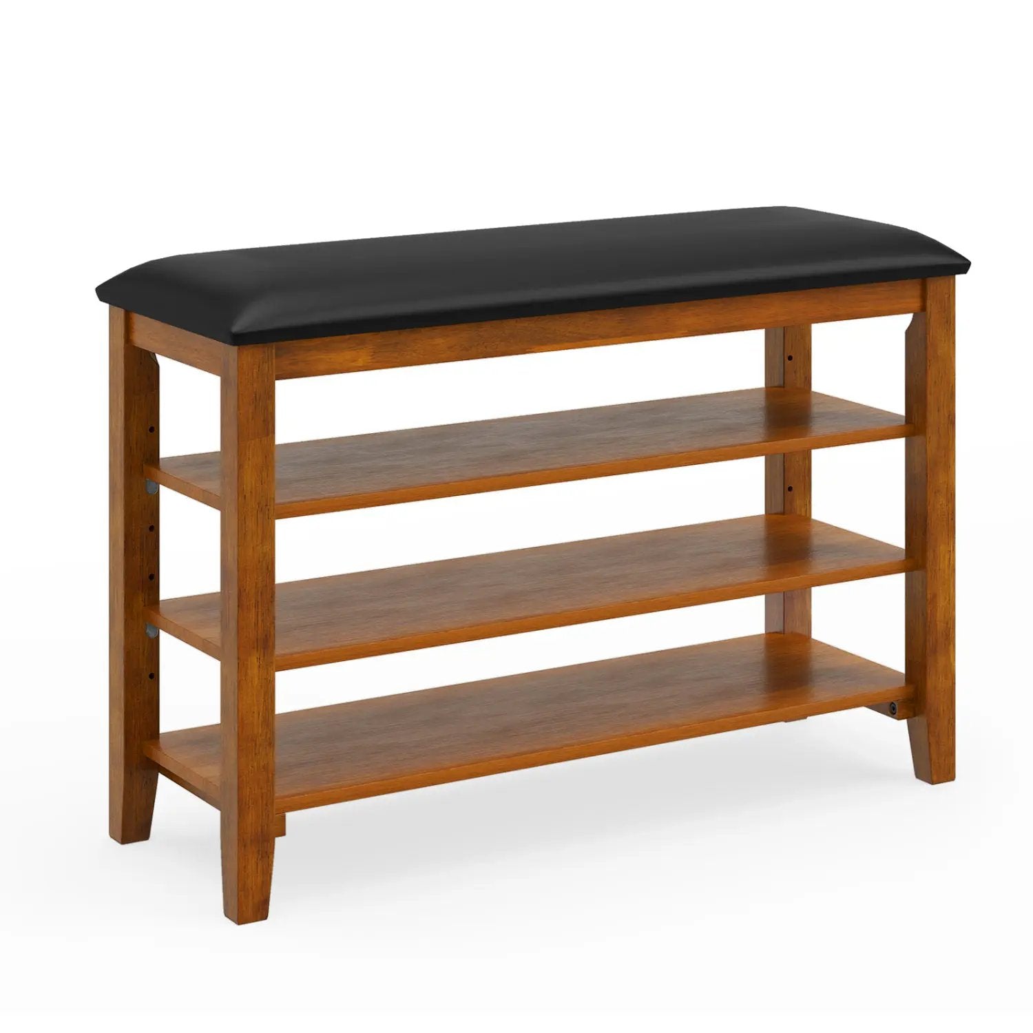 3-Tier Shoe Rack Bench with Adjustable Shelves and Soft Cushion for Entryway and Living Room by DirectDeals