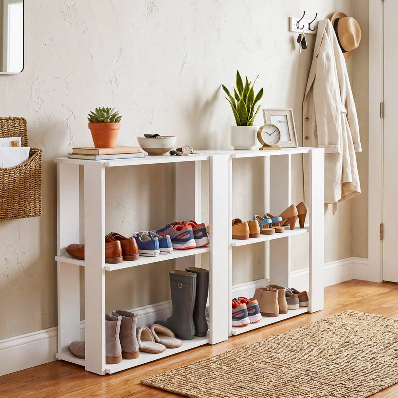 3-Tier Stackable Shoe Rack with Anti-Tip Design - White by DirectDeals