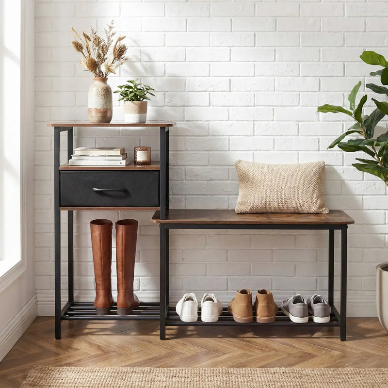 3-Tier Shoe Storage Bench with Drawer and Metal Frame by DirectDeals