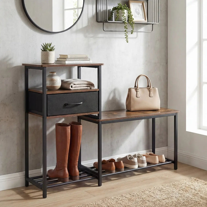3-Tier Shoe Storage Bench with Drawer and Metal Frame by DirectDeals