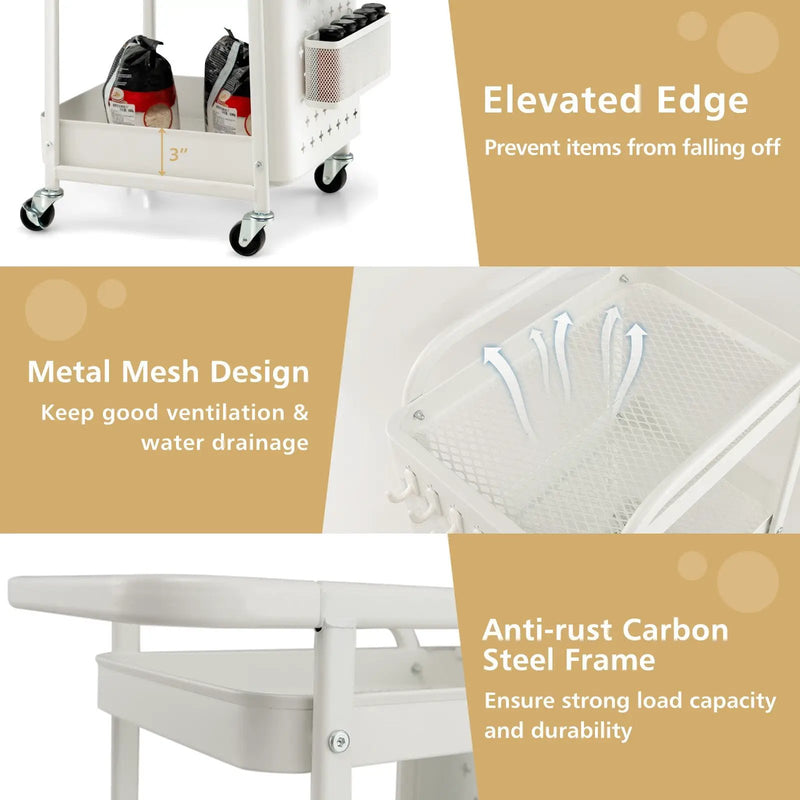 3-Tier Utility Storage Cart with DIY Pegboard Baskets by DirectDeals