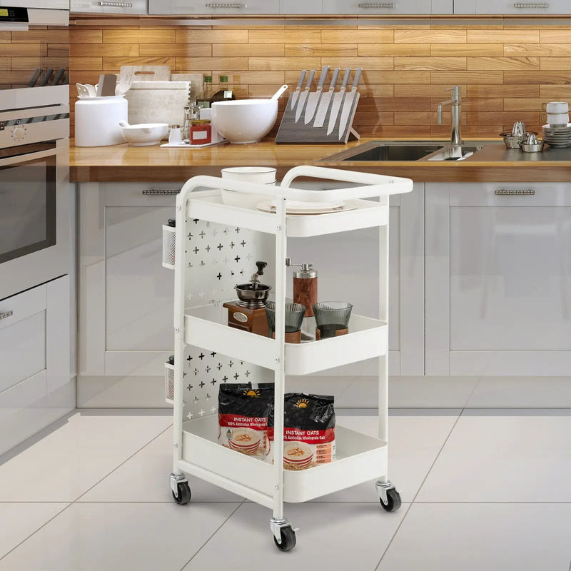 3-Tier Utility Storage Cart with DIY Pegboard Baskets by DirectDeals