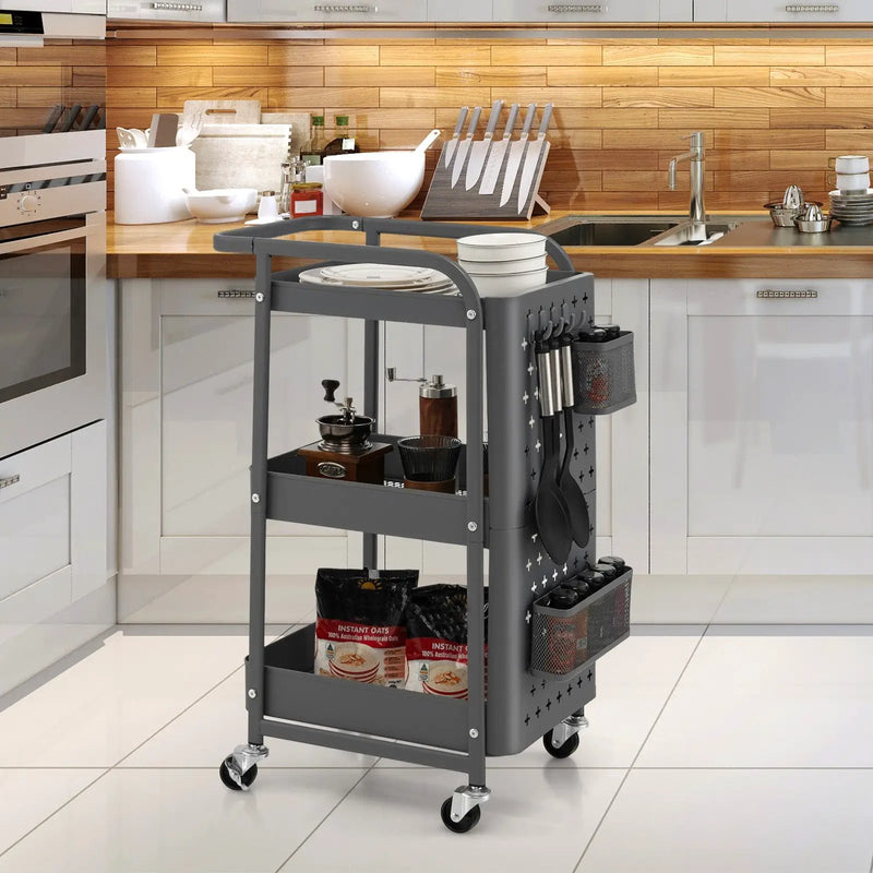3-Tier Utility Storage Cart with DIY Pegboard Baskets by DirectDeals