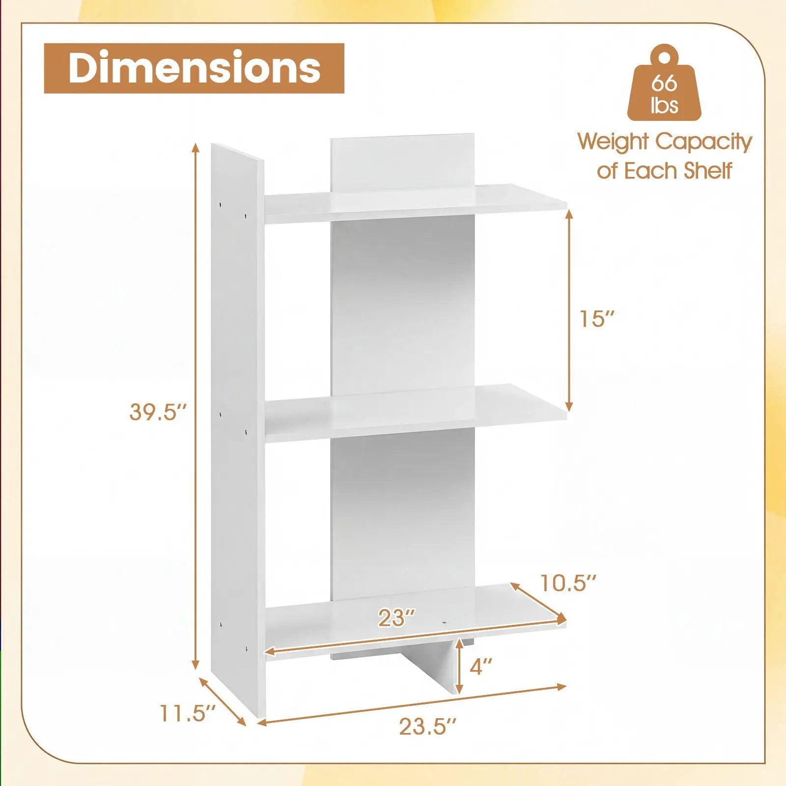 3 Tier Wooden Bookshelf with Anti-Tipping Kit by DirectDeals