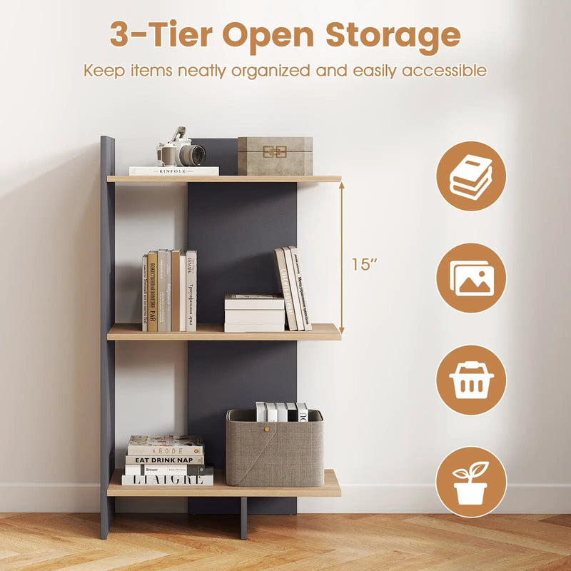 3 Tier Wooden Bookshelf with Anti-Tipping Kit by DirectDeals